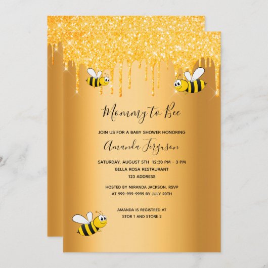 Mammie om goudglitter baby shower te worden kaart (Voorkant / Achterkant)