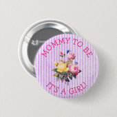 Mammie om Paars Flowers Baby shower Button te zijn (Voorkant /achterkant)