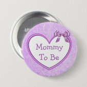 Mammie om Paarse Baby shower Button te zijn (Voorkant /achterkant)
