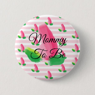 Mammie om Rosebud Pink Baby shower Button te zijn