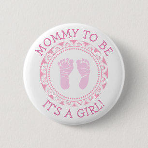 "Mammie om roze Baby shower Button te worden"