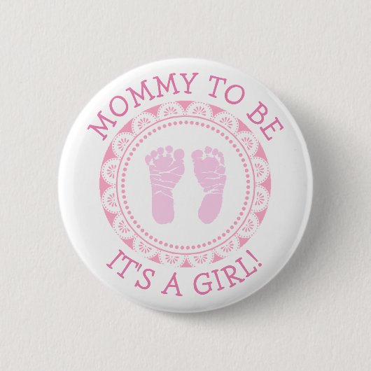 "Mammie om roze Baby shower Button te worden" (Voorkant)
