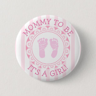 "Mammie om roze Baby shower Button te worden"