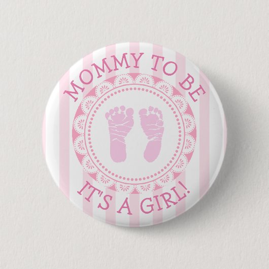 "Mammie om roze Baby shower Button te worden" (Voorkant)