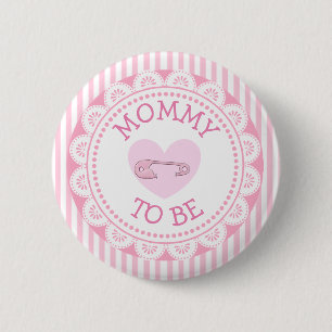 Mammie om roze Baby shower Button te worden