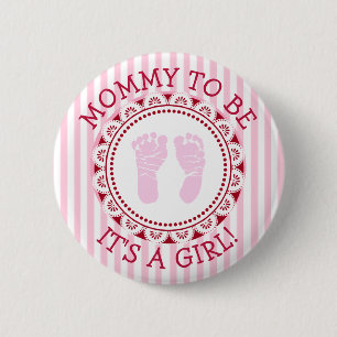 "Mammie om roze Baby shower Button te worden"