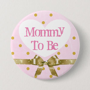 Mammie om roze en gouden Baby shower Button te zij