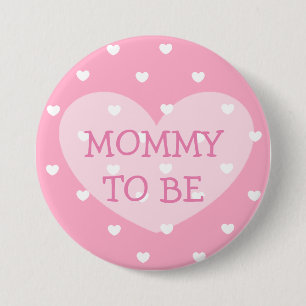 Mammie om roze harten Baby shower Button te zijn