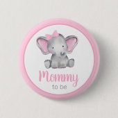 Mammie om roze olifant Baby shower Button te zijn (Voorkant)