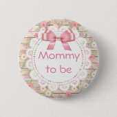 Mammie om Tan en Roze Baby shower Button te zijn (Voorkant)