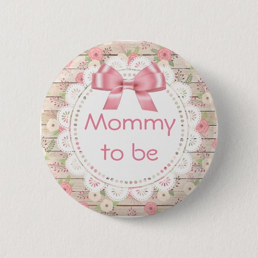 Mammie om Tan en Roze Baby shower Button te zijn (Voorkant)