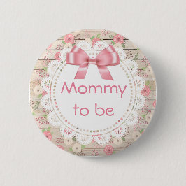 Mammie om Tan en Roze Baby shower Button te zijn