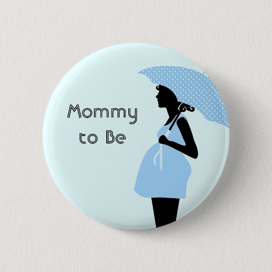 "Mammie om te zijn" Baby shower Button [blauw] (Voorkant)