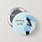 "Mammie om te zijn" Baby shower Button [blauw] (Voorkant /achterkant)