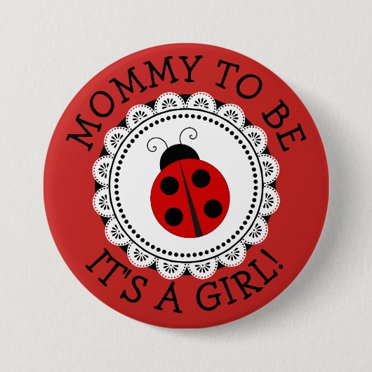 "Mammie om te zijn" Button van rode Baby shower (Voorkant)