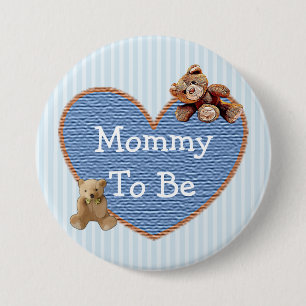 Mammie om Teddy Bear Baby shower Button te zijn