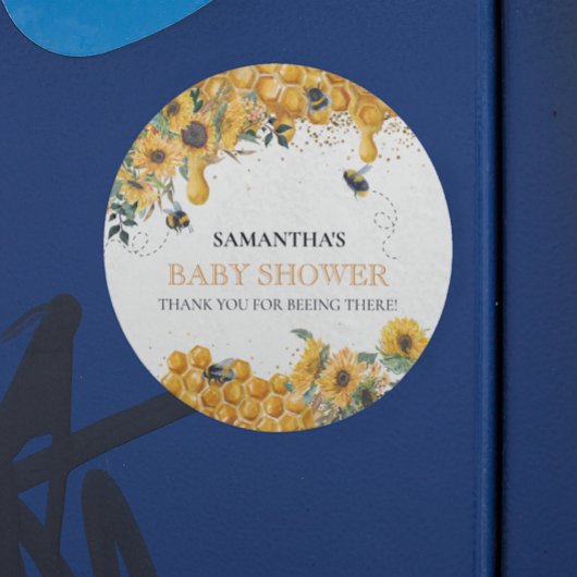 Mammie om Waterverf te worden Zonnebloem Dank je w Ronde Sticker