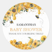 Mammie om Waterverf te worden Zonnebloem Dank je w Ronde Sticker (Voorkant)