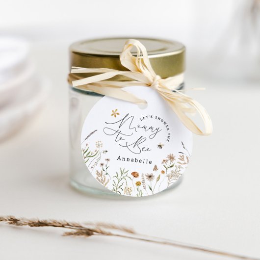 Mammie om wilde bloem baby shower bedankjes labels