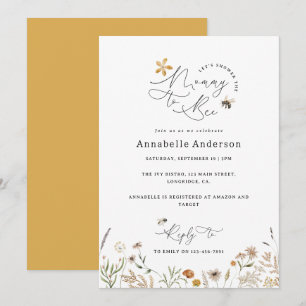 Mammie om wilde bloem baby shower geel kaart