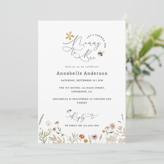 Mammie om wilde bloem baby shower kaart (Staand voorkant)