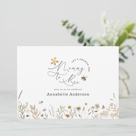 Mammie om wilde bloem baby shower kaart (Staand voorkant)