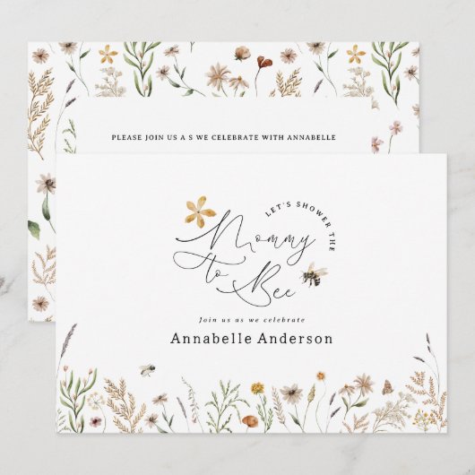 Mammie om wilde bloem baby shower kaart (Voorkant / Achterkant)