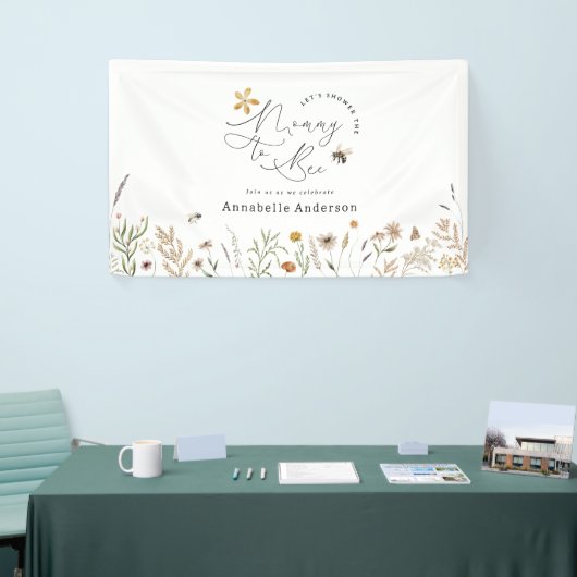 Mammie om wilde bloem baby shower spandoek (Beurs)