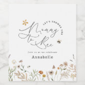 Mammie om wilde bloem baby shower wijn etiket (Enkel label)