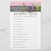 Mammie Quiz Shower Games Roze Owls Baby Girl (Voorkant)