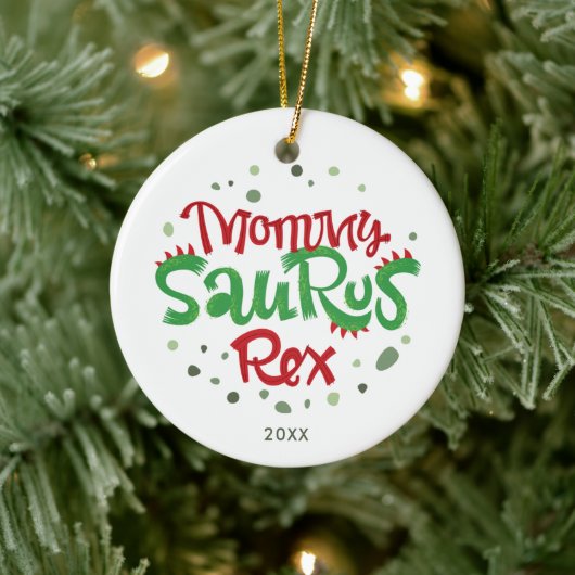 Mammie Saurus Rex personaliseerde 1 Kerstmis als m Keramisch Ornament (Boom)