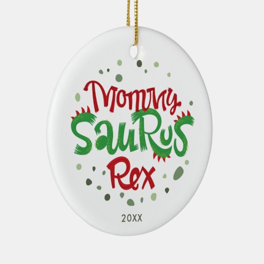 Mammie Saurus Rex personaliseerde 1 Kerstmis als m Keramisch Ornament (Rechts)