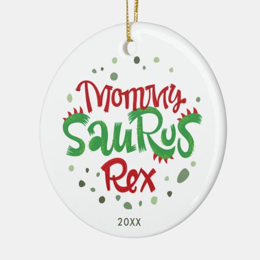 Mammie Saurus Rex personaliseerde 1 Kerstmis als m Keramisch Ornament (Links)