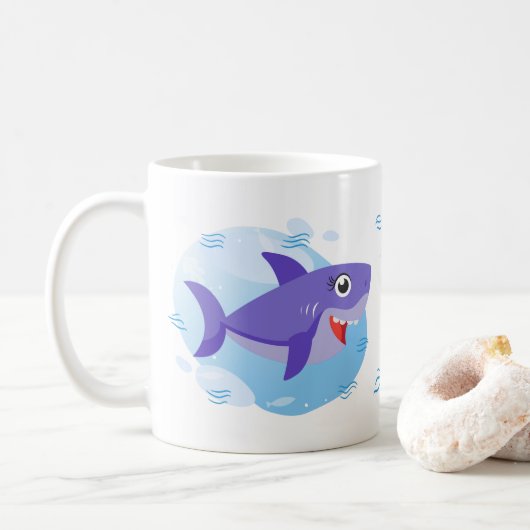 Mammie Shark - Paarse Koffiemok (Met donut)