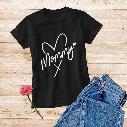 Mammie Simple Modern Script Typography Heart T-shirt