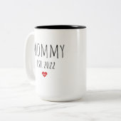 Mammie test 2022 nieuwe moeder eerste moederdag tweekleurige koffiemok (Voorkant links)