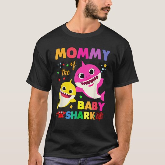 Mammie van de Baby haai op de geboorte Mam Shark C T-shirt (Voorkant)