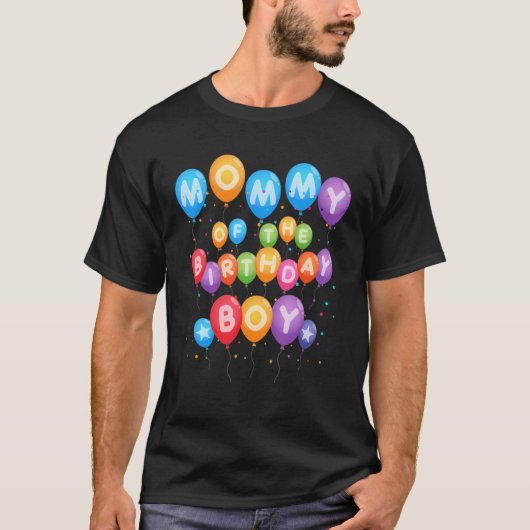 Mammie van de Ballonjongen van Birthday Boy B-Day  T-shirt (Voorkant)