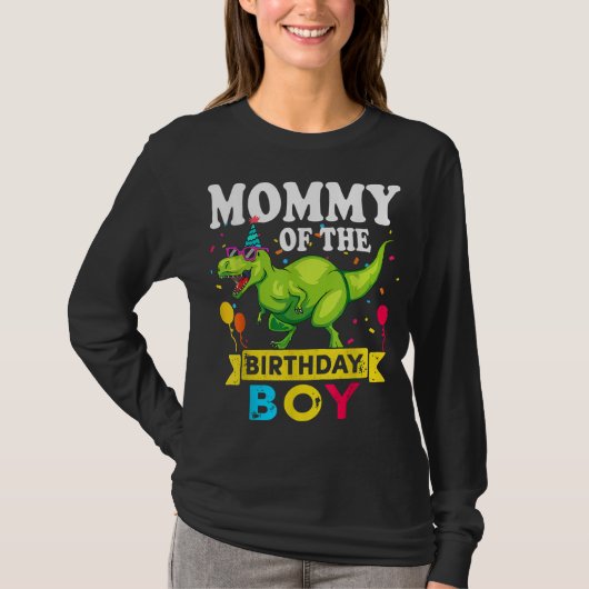 Mammie van de Birthday Boy T-Rex RAWR Dinosaur Bir T-shirt (Voorkant)