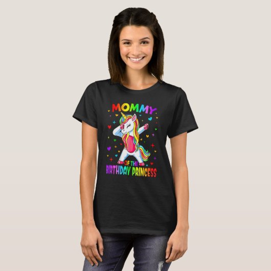 mammie van de Birthday prinses Dabbing Unicorn T-shirt (Voorkant volledig)