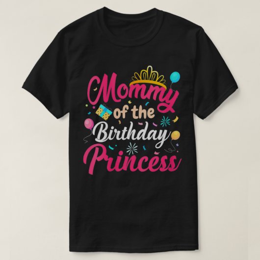 mammie van de Birthday prinses die mama kotst T-shirt (Design voorkant)