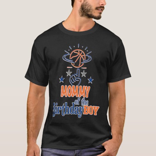Mammie van het Birthday Boy Basketball Theme Match T-shirt (Voorkant)