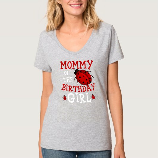 Mammie van het meisje van de geboorte Ladybug Bday T-shirt (Voorkant)