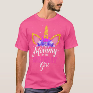 mammie van het meisje van de geboorte Unicorn mam  T-shirt