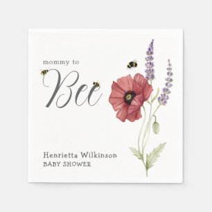 Mammie voor Bij Poppy Lavendel Bloemen Baby Shower Servet