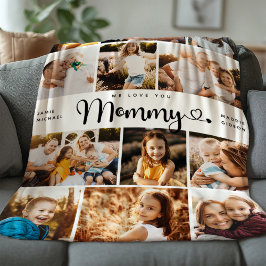 Mammie We houden van je hart Moderne Foto Collage Fleece Deken