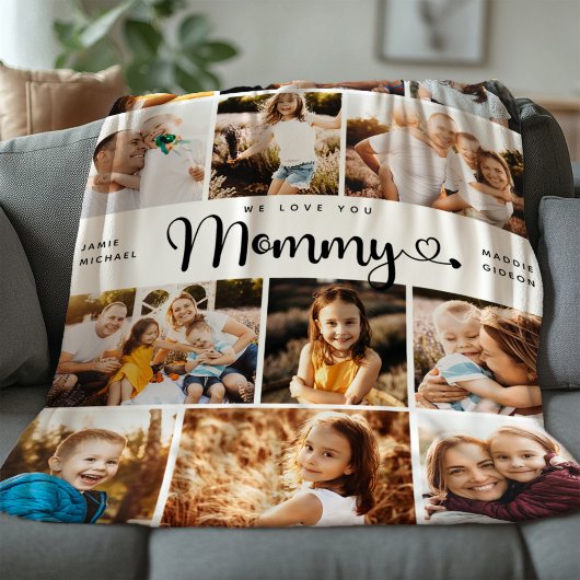 Mammie We houden van je hart Moderne Foto Collage Fleece Deken
