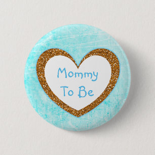 Mammie wordt Baby shower Button Aqua Blue