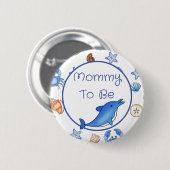 Mammie wordt | Baby shower van het thema "Beach" Ronde Button 5,7 Cm (Voorkant /achterkant)