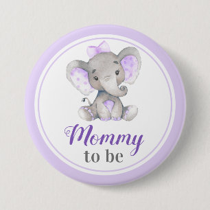 Mammie wordt babymeisje Elephant Shower Nieuwe moe Ronde Button 7,6 Cm
